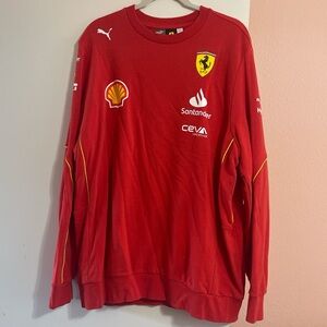 Puma Red Ferrari Crewneck Sweatshirt with Yellow Accents